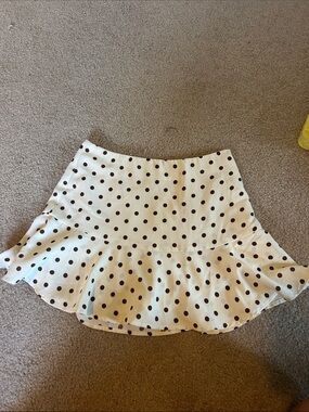 Altar'd State White Mini Skirt with Brown Polka Dots